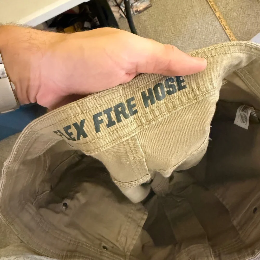 Duluth Trading Co Flex Fire Hose Relaxed‎ Fit Work Pants Tan 42x30 Mens Canvas